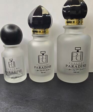 Perfume Paradise 30 ml, 50 ml, and 100 ml bottle lineup